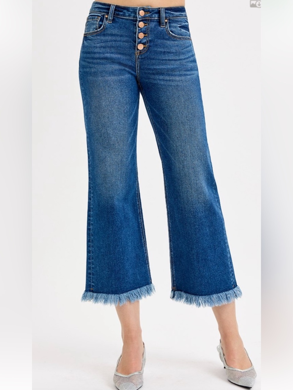 142 RISEN MID RISE CROP WIDE BUTTON DOWN JEANS